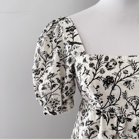 Laura Ashley x Urban Outfitters Penelope Toile Puff Sleeve Baby Doll Dress med - Picture 4 of 15